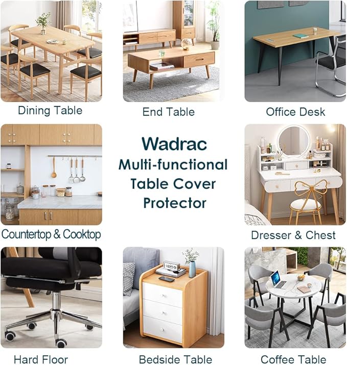 Wadrac Custom 18x32 Inch Frosted Desk Cover Protector, 1.5mm Thick Plastic Desk - Image 6
