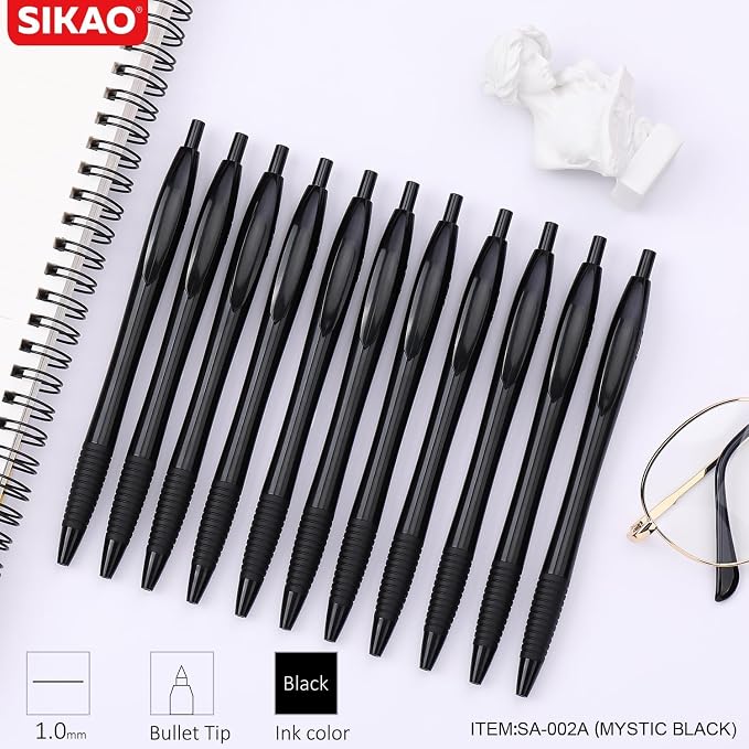 Black Pens Bulk, 60 Pack Gripped Slimster Ballpoint Pens | Black Ink 1.0mm - Image 7