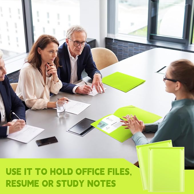 Henoyso 36 Pack Fluorescent Green Plastic Folders - Image 6