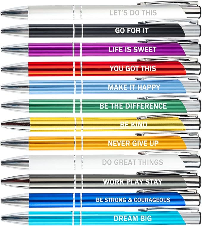 PASISIBICK 12 Pieces Inspirational Motivational Quote Ballpoint Pens Gifts by PASISIBICK