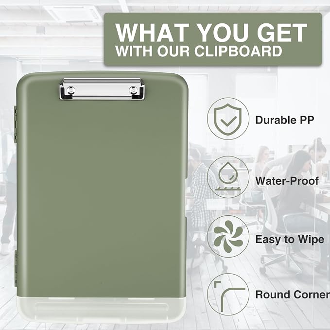 Sooez Clipboard with Storage, Clip Board 8.5 x 11 with Pen Holder, Plastic - Image 4