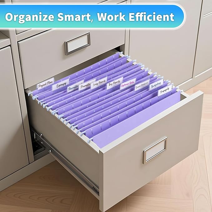 25-Pack Light Purple Hanging File Folders, Letter Size, Includes 35 Transparent - Image 5