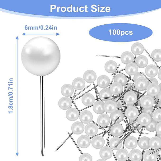 Nogeqi 100PCS Pearl Push Pins, Cute Thumb Tacks - Image 2