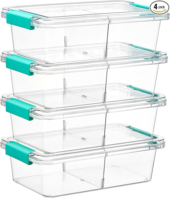 Vtopmart 4 Pack 1.5Qt Clear Pencil Box, Plastic Pencil Holder by Vtopmart