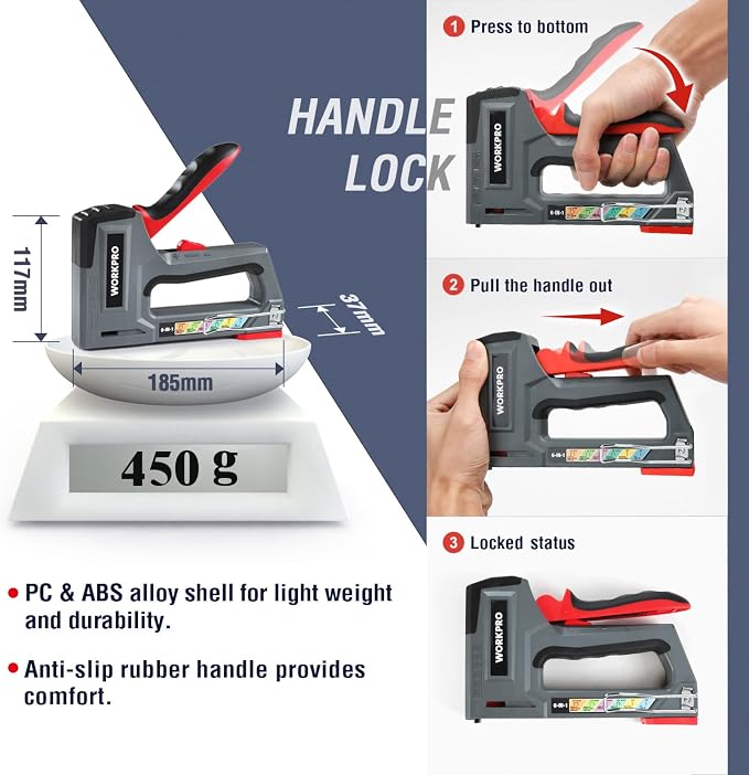 WORKPRO Staple Gun, Manual Brad Nailer - Image 4