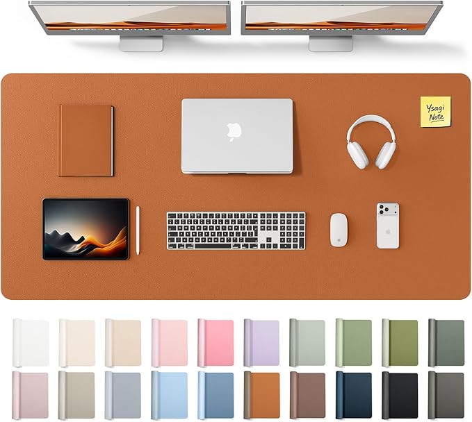 YSAGi Leather Desk Pad Protector, Office Desk Mat, Large Mouse Pad, Non-Slip PU by YSAGi