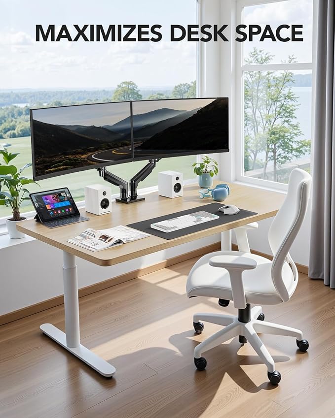 HUANUO FlowLift™ Dual Monitor Stand, Fully Adjustable Gaming Monitor Desk Mount - Image 7