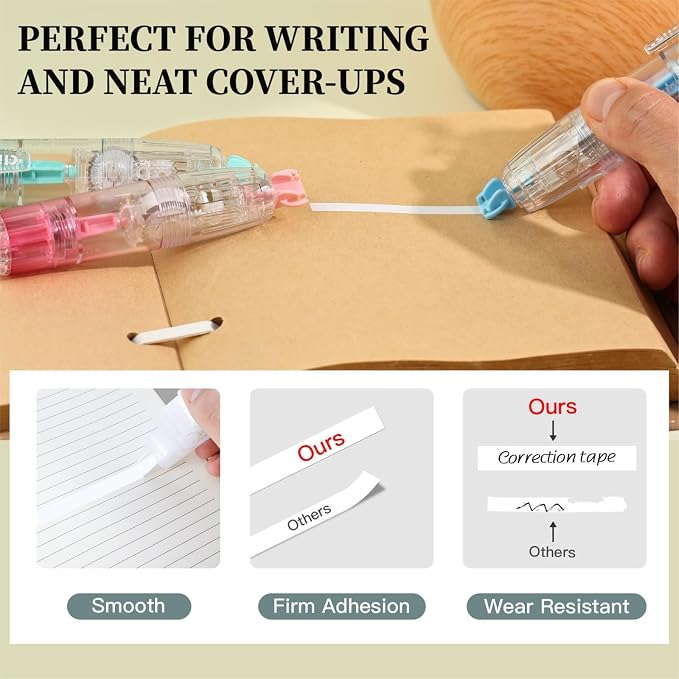 Refillable Correction Tape, 157 ft Total – 2 Pre-Filled Dispensers + 6 Snap-In - Image 3