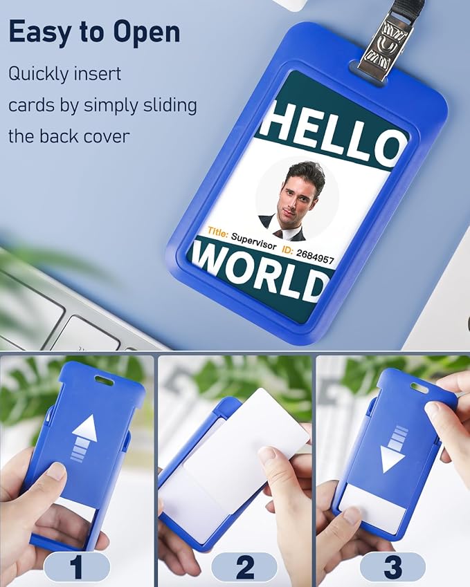 Uniclife 6 Pack Sliding ID Badge Holder Vertical Hard Plastic Case - Image 6