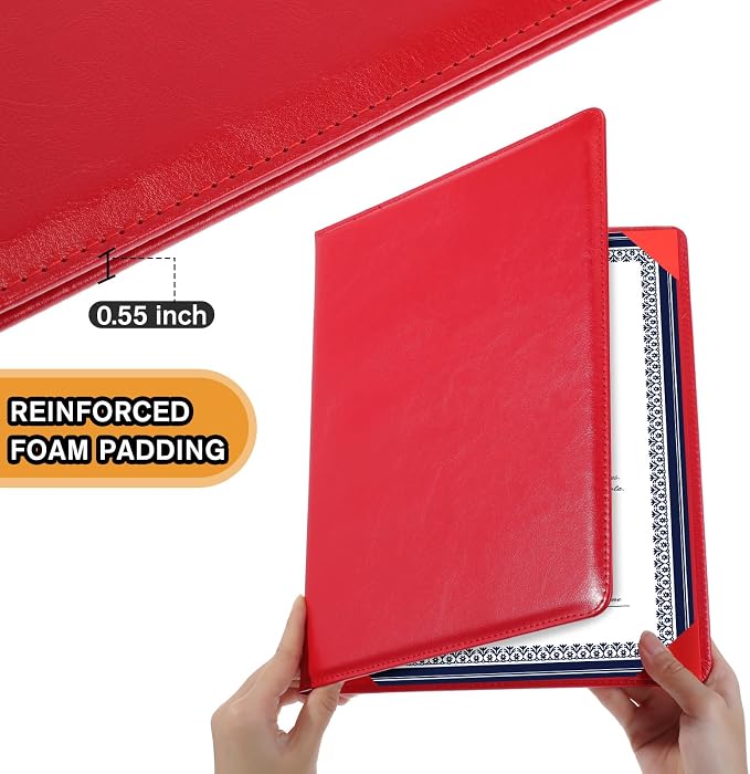 Tenare 10 Pcs Red Leather Certificate Holder 8.5 x 11 PU Phd Bachelor Master - Image 3