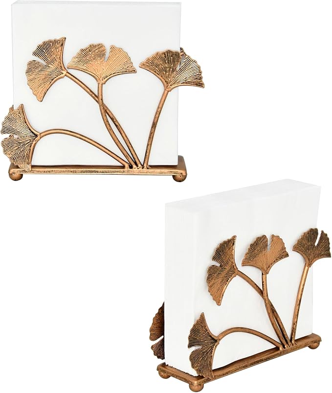 OwlGift Set of 2 Modern Ginkgo Leaves Design Napkin Holder - Image 9