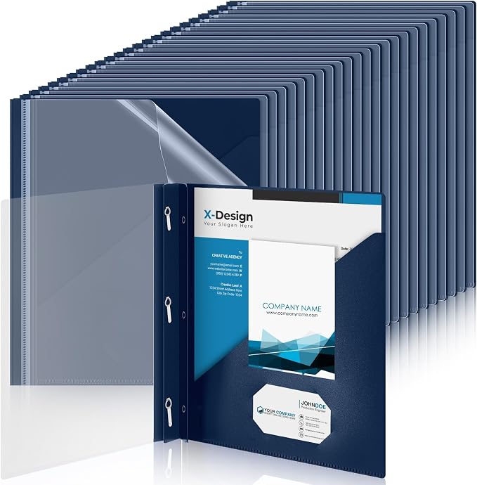 Teling Clear Report Cover with 3 Prongs, Plastic Report Presentation Folders 90 by Teling