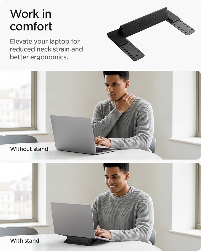 Spigen Slim Fold Laptop Stand Foldable Portable Ergonomic Angle Lift Anti-Slip - Image 3