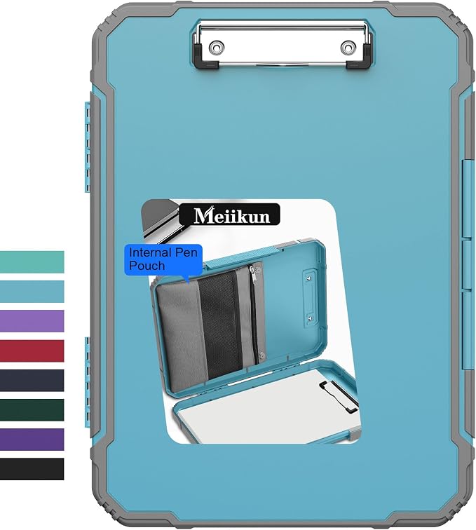 Meiikun Clipboard with Storage, Rugged Shockproof Protective, Internal Pen by Meiikun