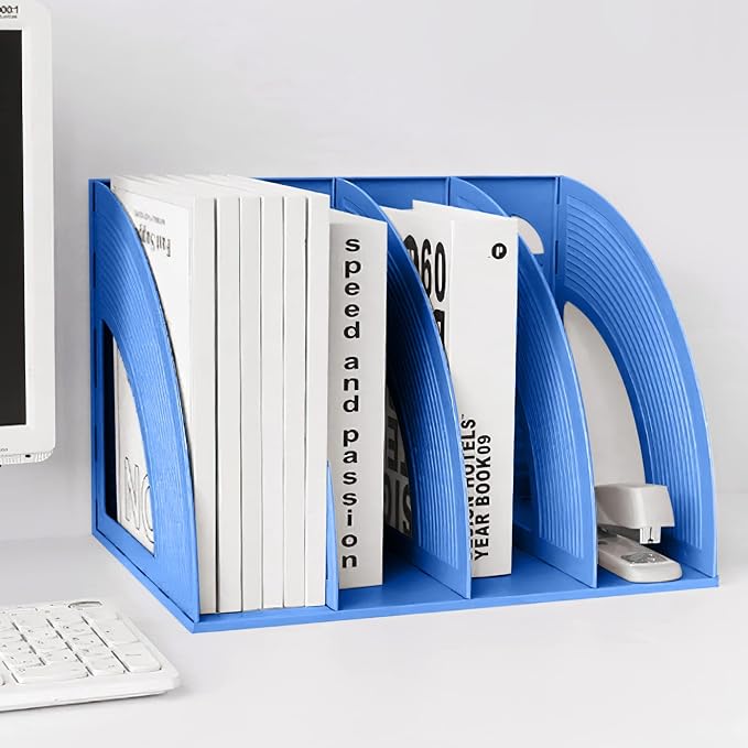 SAYEEC Sturdy Magazine Holder Plastic 4 Compartment Desk File Organizer - Image 6