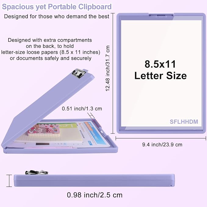 SFLHHDM Clipboard with Storage, Heavy Duty Clip Boards 8.5x11 with 2 Storage - Image 3