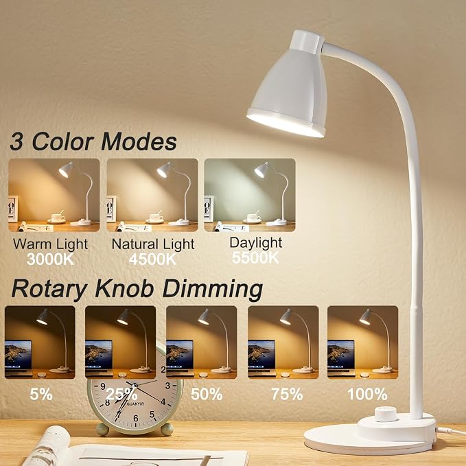 BOHON LED Desk Lamp with USB Charging Port, 3 Color Modes Dimmable, Auto - Image 2