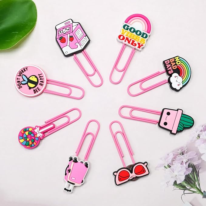 30 PCS Pink Paper Clips Metal Paperclip Large Size Paper Clip Cute Bookmark - Image 7