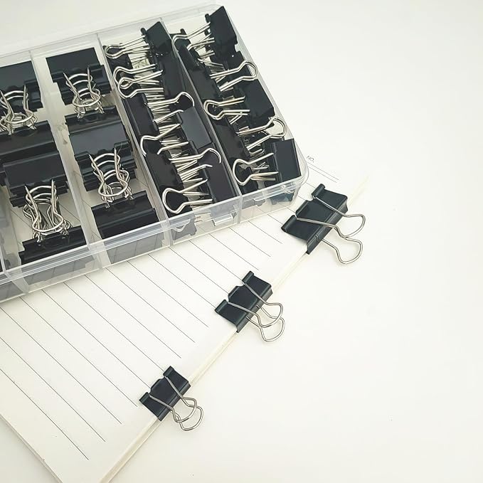 76 Pcs Black Binder Clips Paper Clamps Set Assorted Sizes Large Medium Small - Image 4