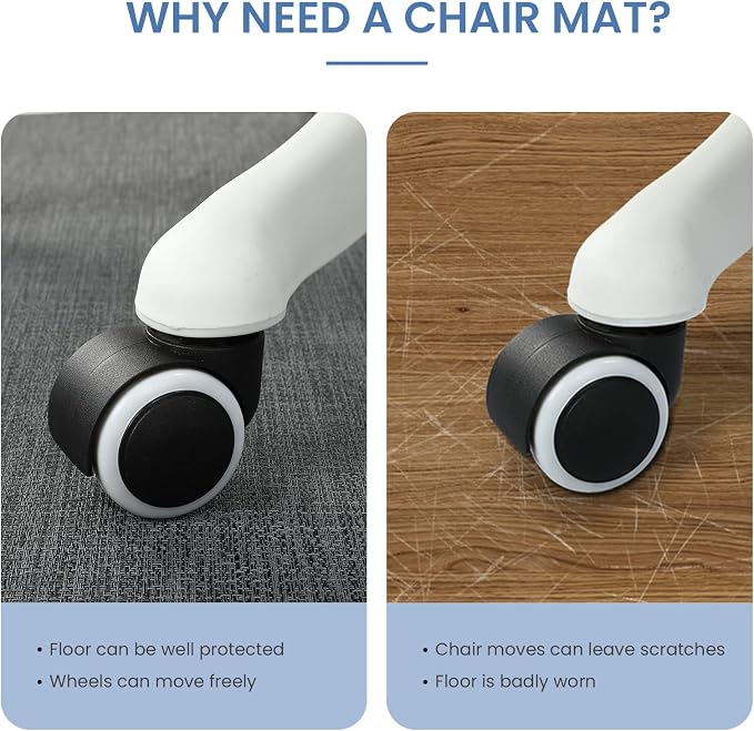 Chair Mat for Hardwood Floor, Large Anti-Slip Hard Floor Protector Rolling - Image 6