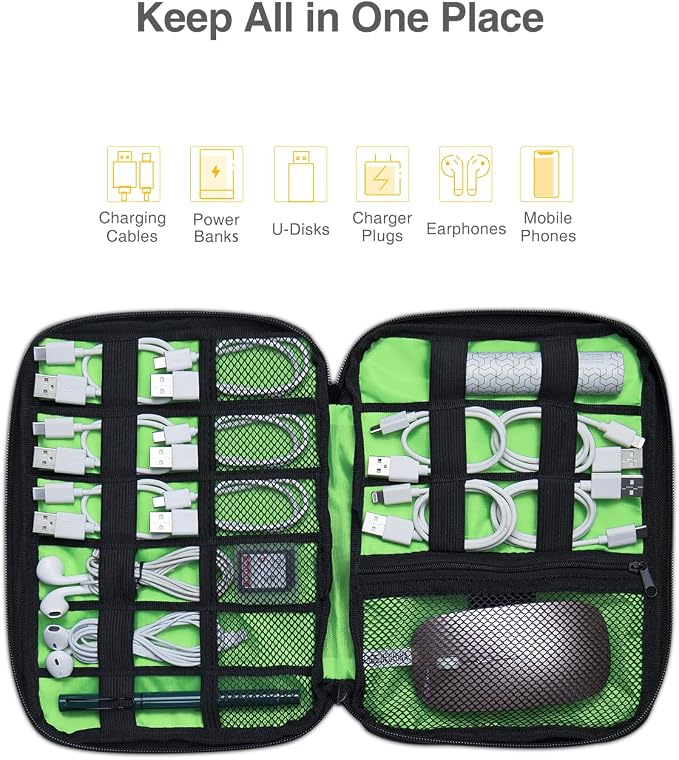 Luxtude Travel Cable Organizer Bag, Flat Cord Organizer Case, Travel Essentials - Image 4