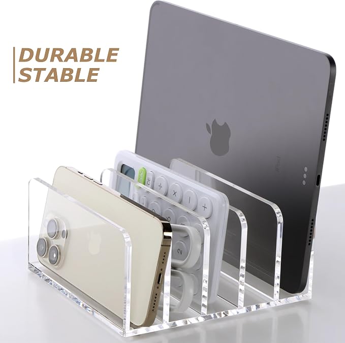 SANRUI 5 Compartments Acrylic Mail Sorter Holder, Vertical Letter Sorter & - Image 4