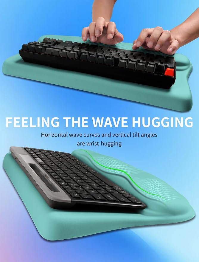Ergonomic Wave Wrist Rest with Keyboard Stand, Cushioned Palm Rest, Comfortable - Image 4