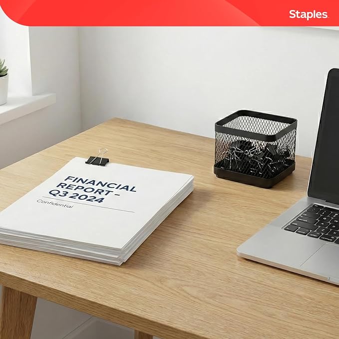 Staples Medium Binder Clips, 0.63" Capacity, 144 Clips/Pack - Image 6