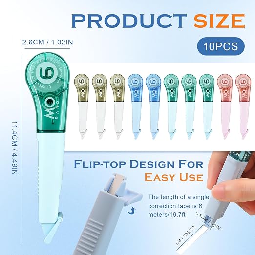10 Pcs Correction Tape for Instant Error Fixing, Easy-to-Use Pen-Style - Image 2
