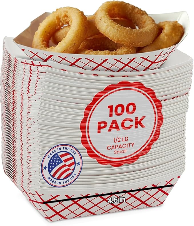 MT Products Small 1/2 lb Disposable Paper Food Trays – 100 Pack – by MTProducts