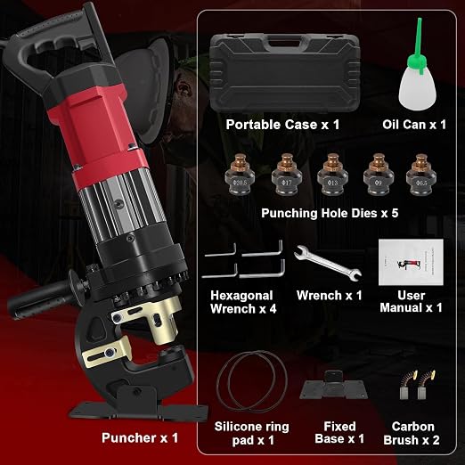 1400W Electric Hydraulic Hole Puncher, 22T Heavy Duty Hydraulic Hole Punch - Image 7