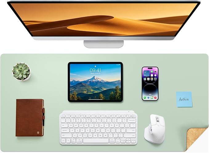 Aothia Double-Sided Desk Pad – 37.8"x17" Leather Desk Mat by AothiaSimpleNaturalUnique