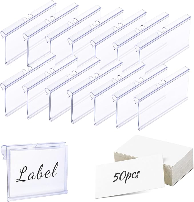 Meetory 50 Pcs Plastic Wire Shelf Label Holders, Retail Shop, Label Papers by Meetory