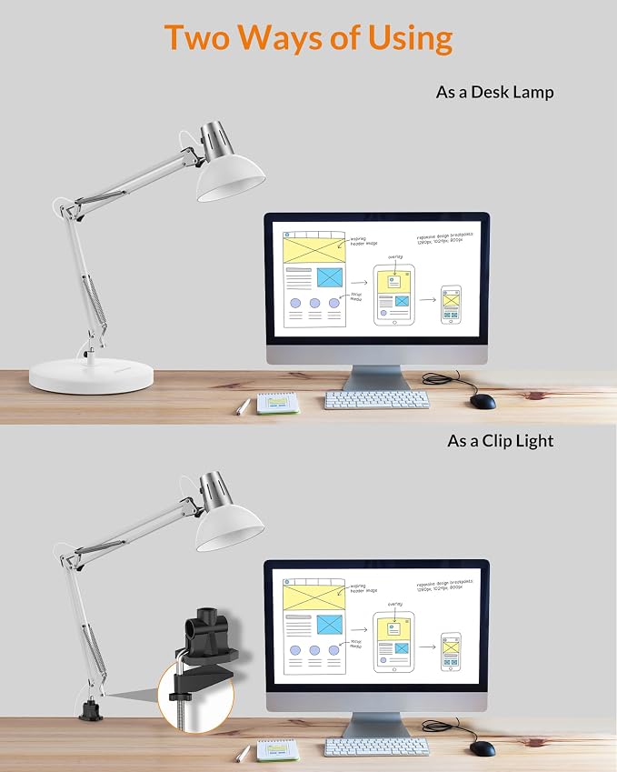 LEPOWER Metal Desk Lamp, Adjustable Goose Neck Architect Table Lamp - Image 4