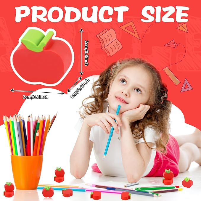 FOIMAS 72pcs Mini Apple Erasers, Back to School Rubber Erasers - Image 2