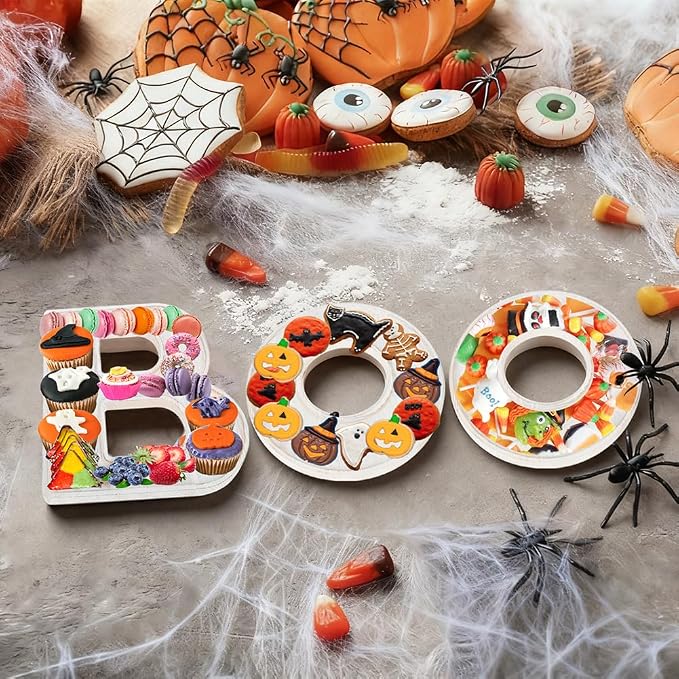 3pcs The Letters BOO Wooden Charcuterie Board, 12 Inch Larger Halloween Food - Image 2
