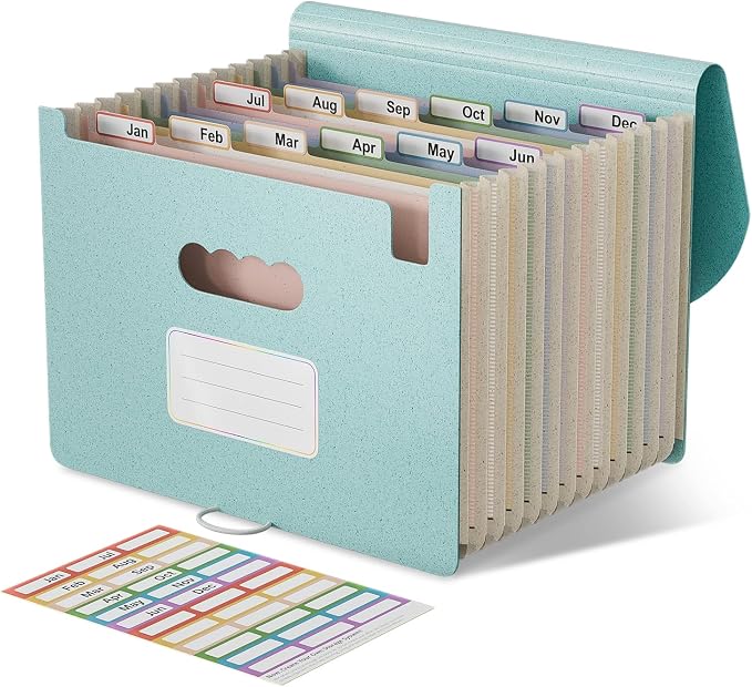 EcoStash Accordion File Organizer, 12-Pocket Wheat Straw Expanding File Folder by EcoStash