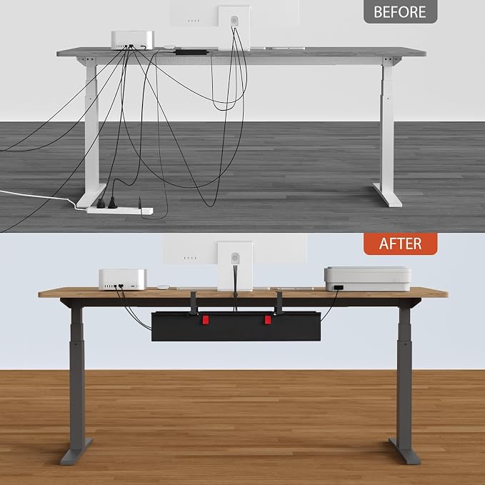 Univivi No Drill Under Desk Cable Management Tray, Clamp/Screw Mount Desk Cable - Image 7