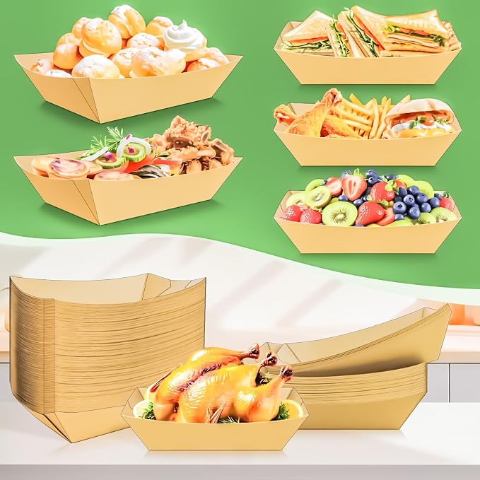 100 Pack Extra Large 6LB Paper Food Boats Trays Disposable Paper Boat Plate - Image 6