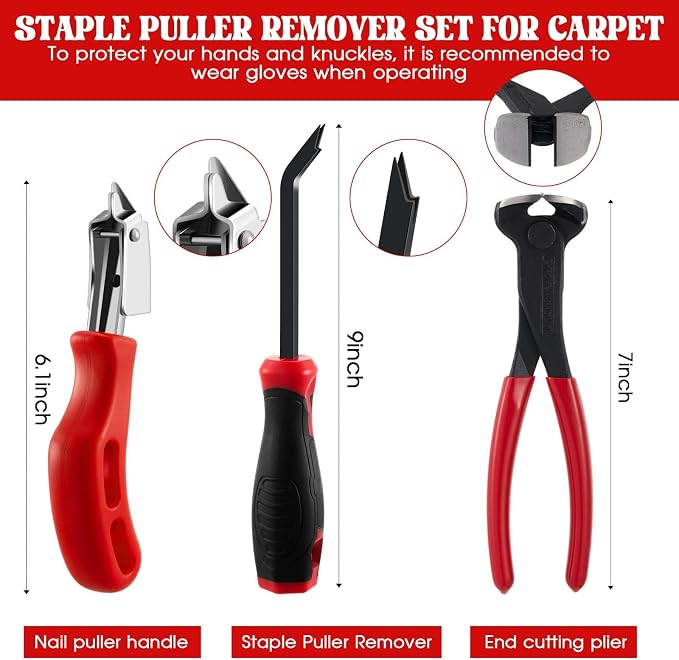 WILLBOND 3 Pcs Upholstery Staple Remover Tools Set Including End Cutting Plier - Image 4