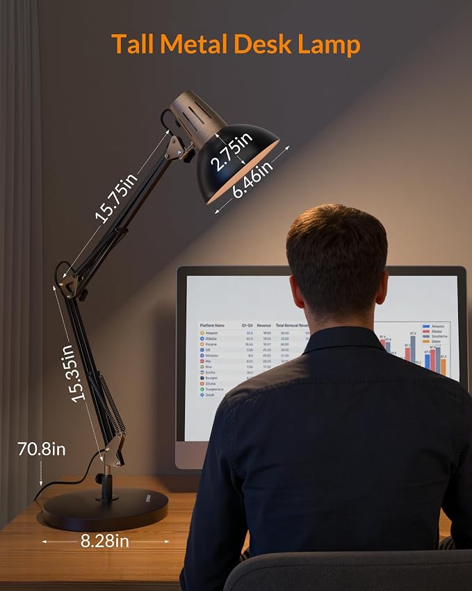 LEPOWER Metal Desk Lamp, Adjustable Goose Neck Architect Table Lamp - Image 2