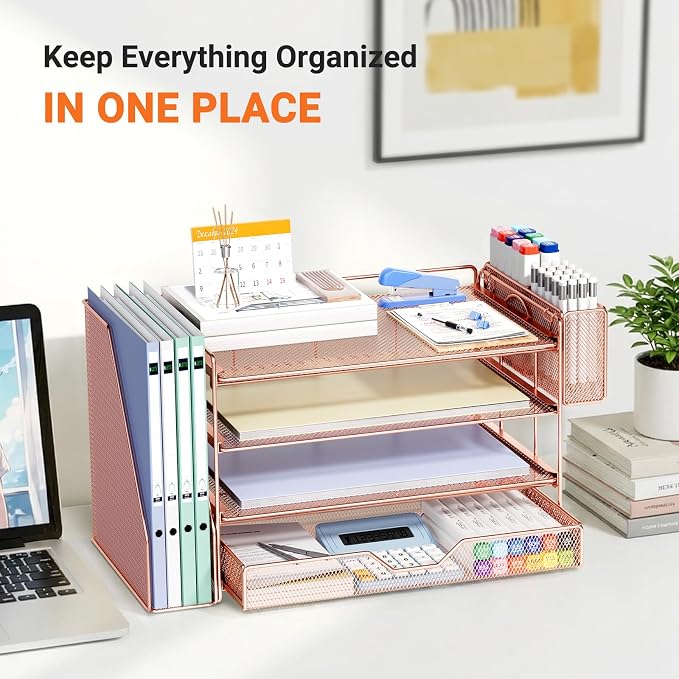 OPNICE Desk Organizer with Drawer & Pen Holder, Office Desk Accessories and - Image 7