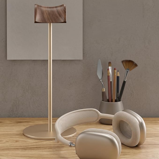 Headphone Stand, Walnut Wood & Aluminum Headset Stand, Nature Walnut Gaming - Image 7