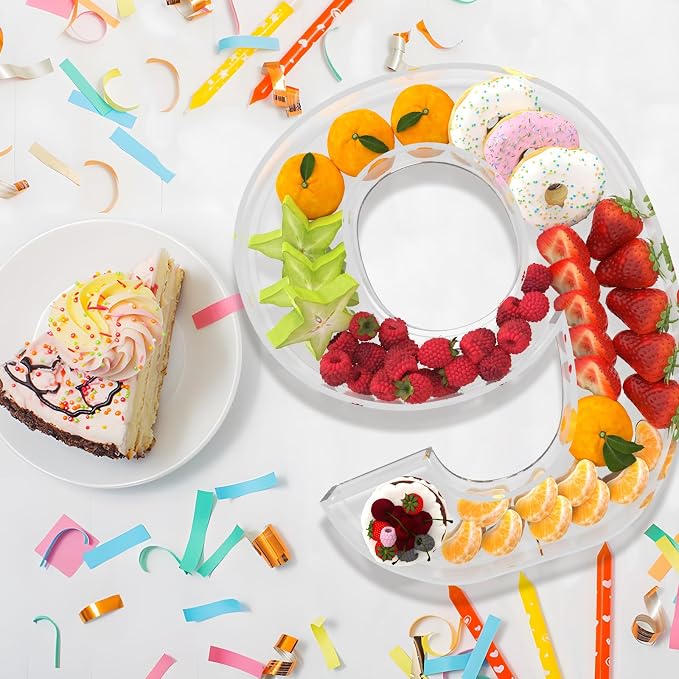 11" Acrylic Number Charcuterie Board Box, Reusable Fillable Number Cake Candy - Image 4
