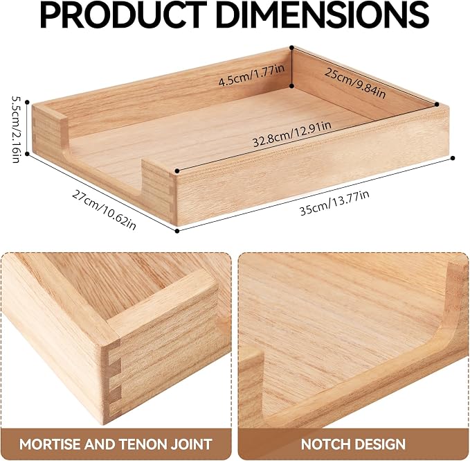 KIRIGEN Wood Letter Tray, Single-Tier Front-Load Desktop Paper Organizer - Image 6