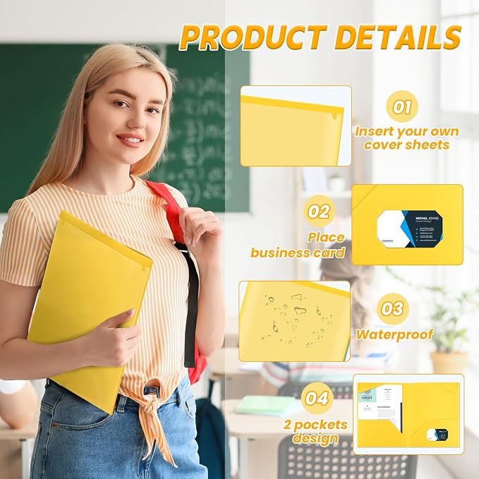 Henoyso 18 Pack Yellow Plastic Folders - Image 3