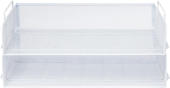 EASEPRES 2 Pack Stackable Desk Paper Tray, Metal Mesh Desktop Document Letter - Image 2