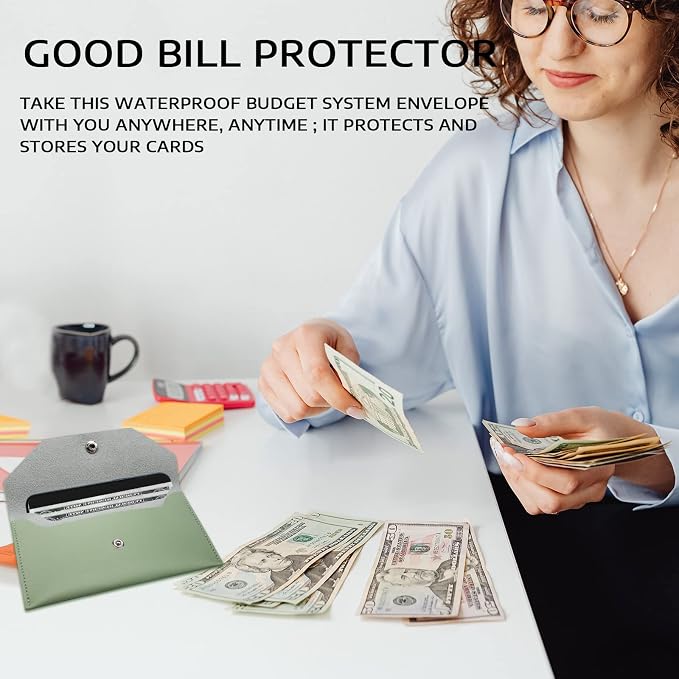 BLMHTWO Cash Wallets for Women, Reusable Envelopes for Cash Leather Cash - Image 3