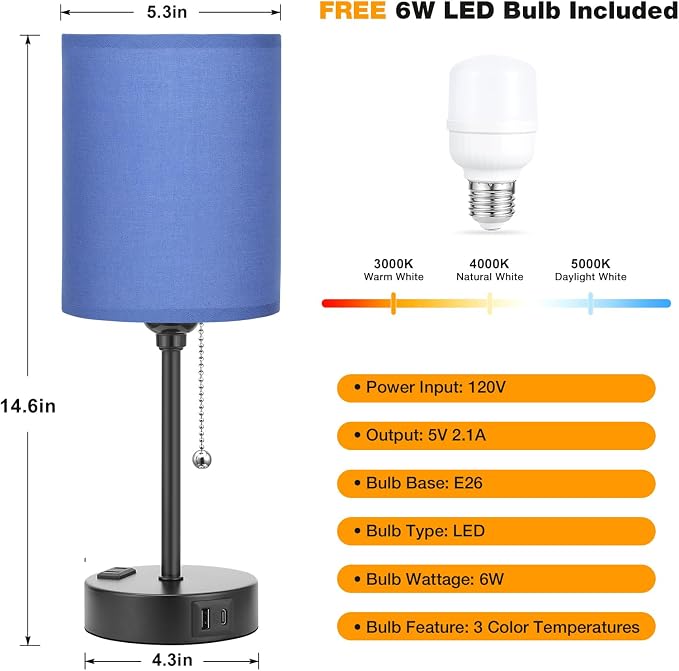 Blue Table Lamps 3 Color Temperatures - Image 4