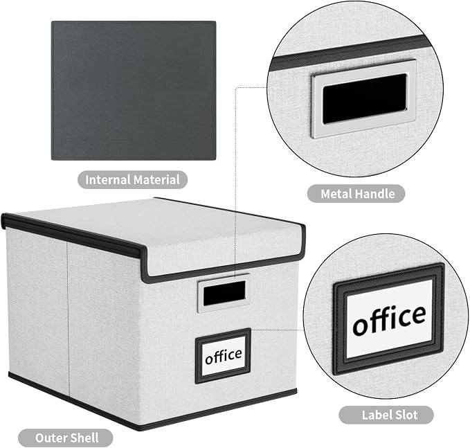 File Organizer Box with Lid, Collapsible File Folder Organizer - Image 4